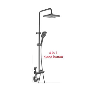 8014K Shower Set – Black Finish with 4-in-1 Piano Button Control