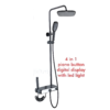 8031H Shower Set – Grey Finish With 4 in 1 piano button, digital display with LED