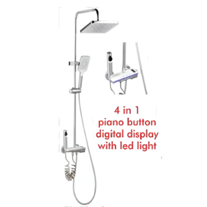 8033C Shower Set – Modern Finish With 4 in 1, piano button, digital display with LED light