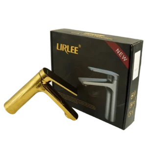 Lirlee Basin Mixer – Gold Finish (Hot & Cold Inlet)